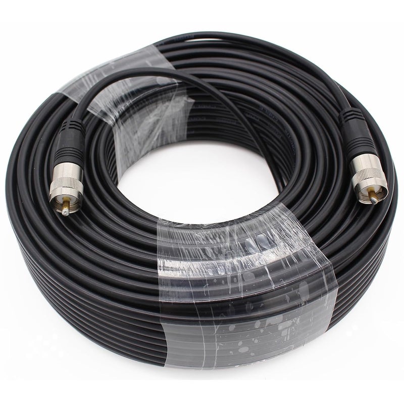exgoofit RG8X Coaxial Cable 200ft (60m), CB Coax Cable, UHF PL259 Male to Male Coaxial Cable Connector for HAM Radio, Antenna Analyzer - Image 1